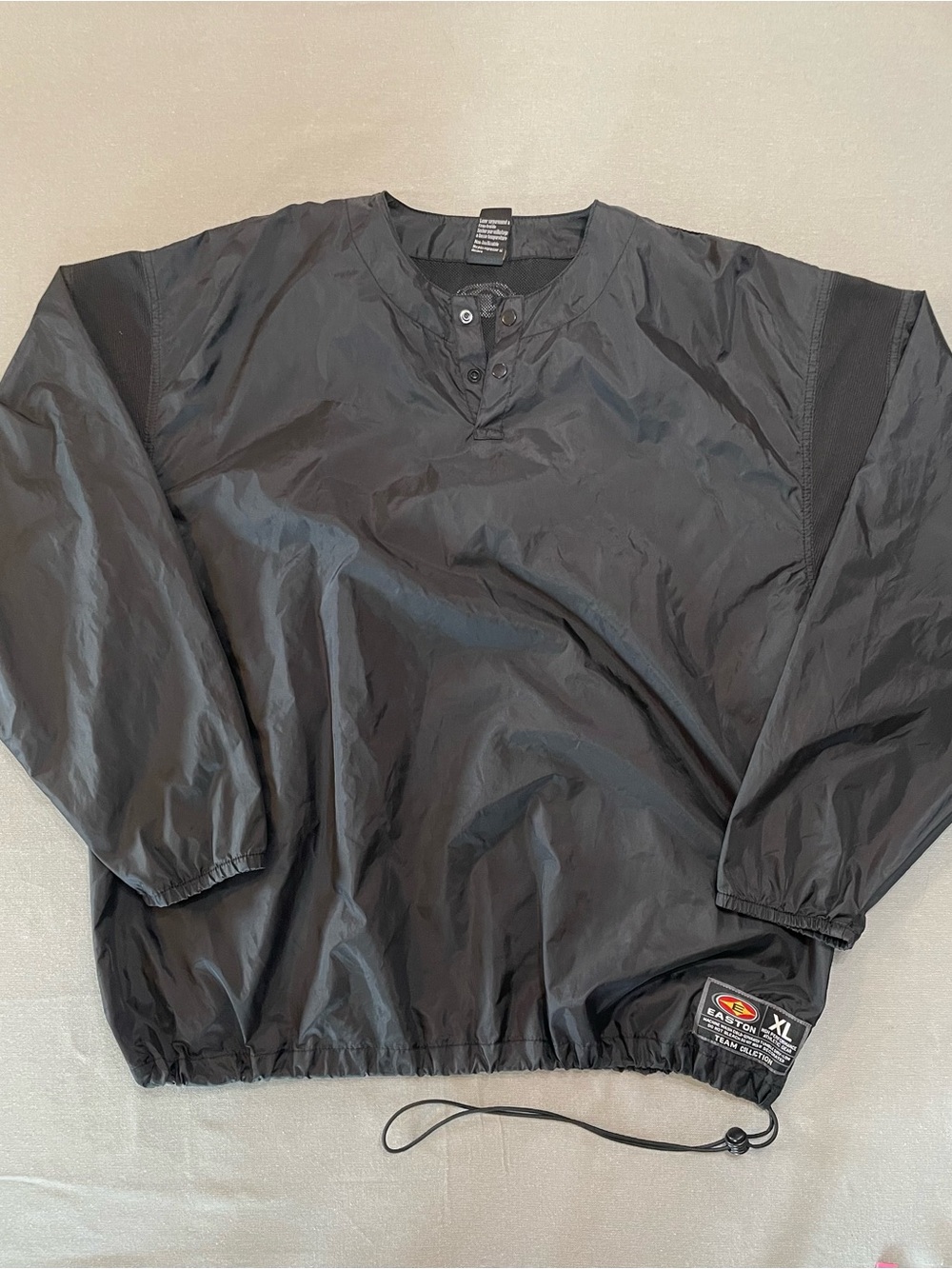 Easton Black Men’s Pullover Windbreaker with Drawcord Hem